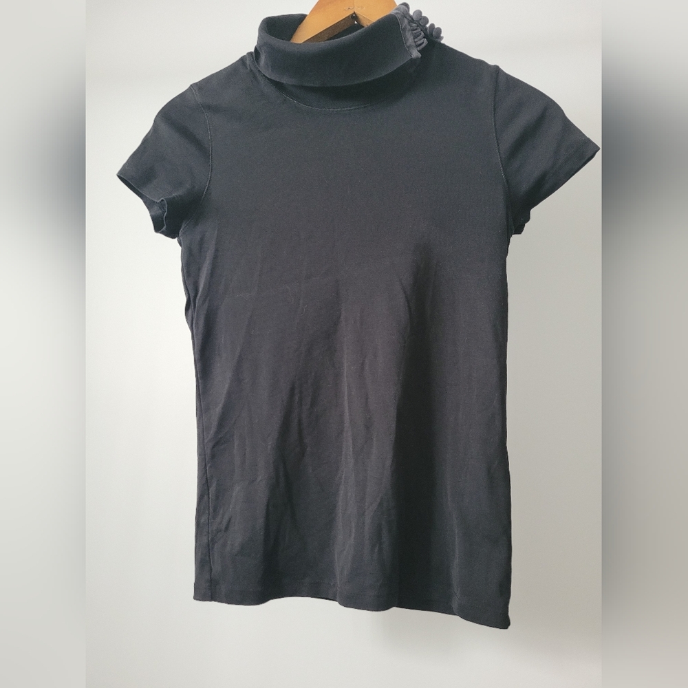 Marc Cain Black Turtleneck Top N1 – Silk Trim Detail